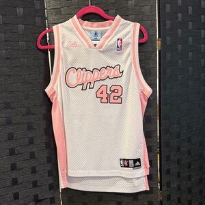 Adidas Pink and White Clippers Jersey Elton Brand